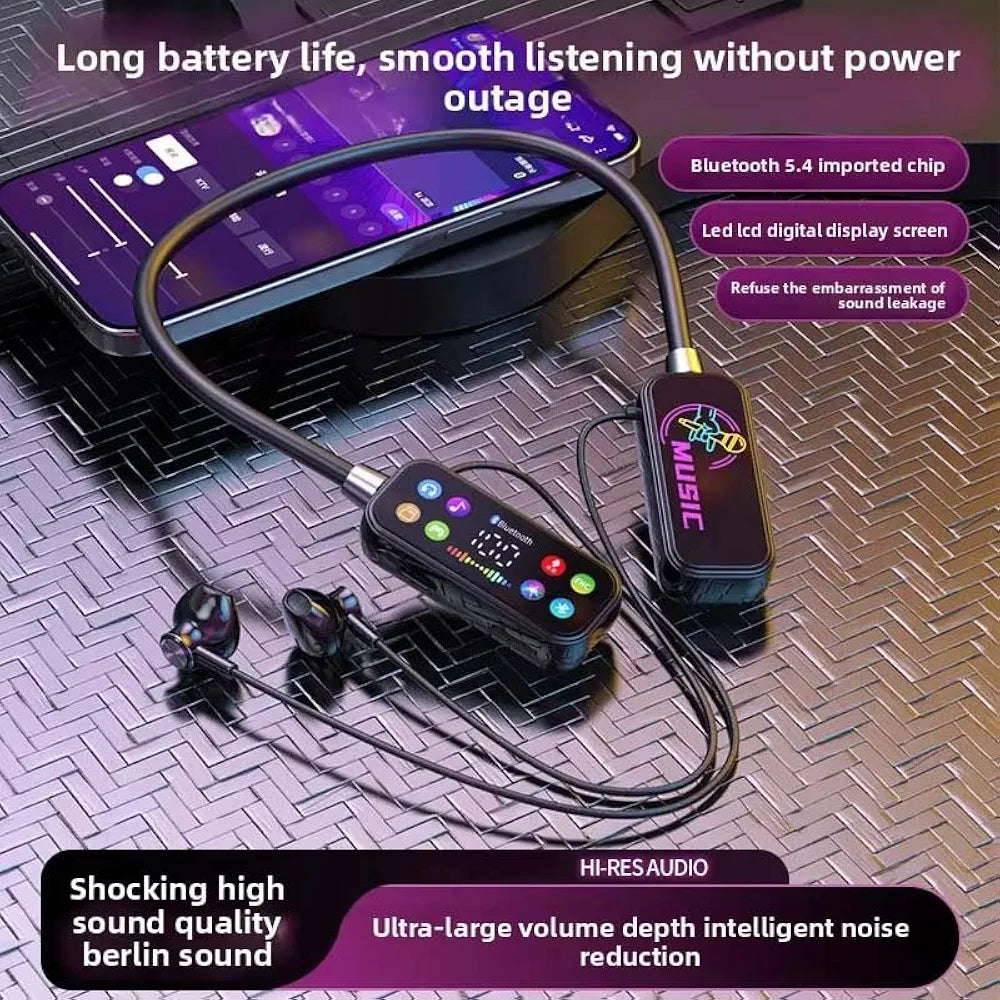 Mf Model YG17 Wireless Neckband Earphones with LED Display