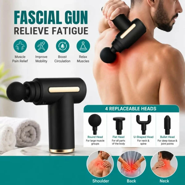 Massage Gun 4 In 1 Multifunctional Electric Full Body Massage Equipment Set - 6 Speeds With 4 Massage Heads For Deep Tissue Relief And Relaxation (Random Color)