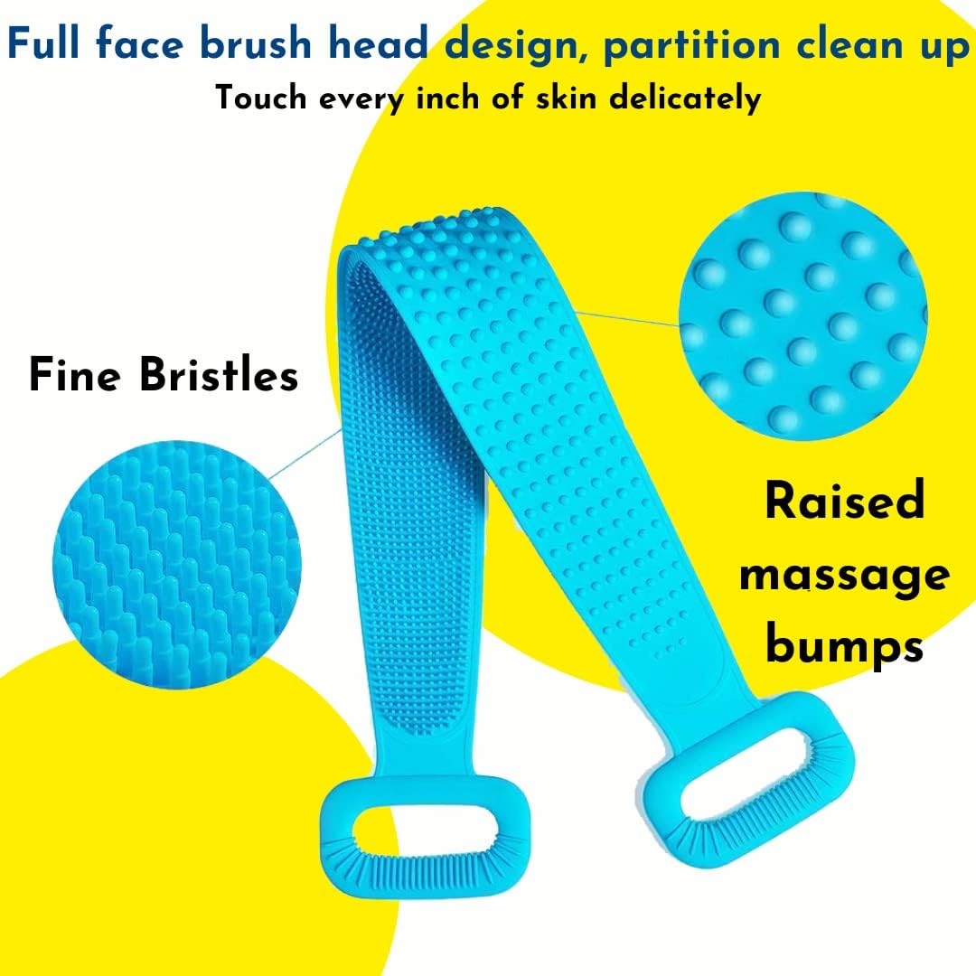 Silicone Back Scrubber Bath Belts - Bath Accessory Designed For Body Exfoliation And Daily Hygiene Routine (Random Color)