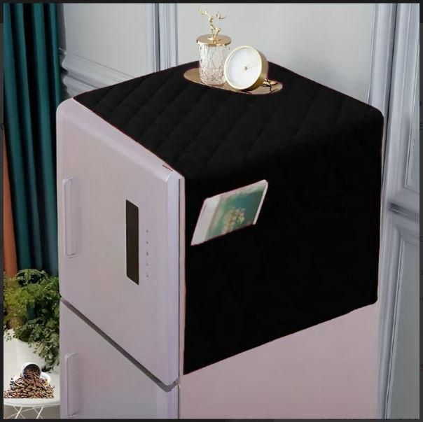 Quilted Plain Refrigerator Cover – Dustproof Fridge Top Protector (random color)