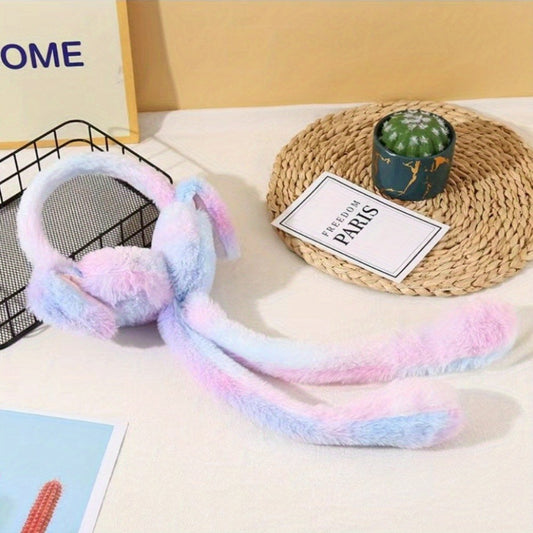 Cute Bunny Cap Headphone Plush Ear Muff Winter Headwear for Women & Girls – Soft Warm Cartoon Style (Random Color)