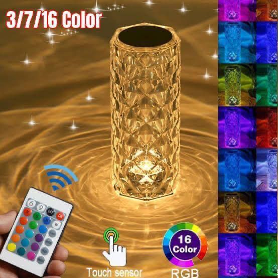 Rechargeable Rose Diamond Table Lamp with Wireless Remote - 16 RGB Colours