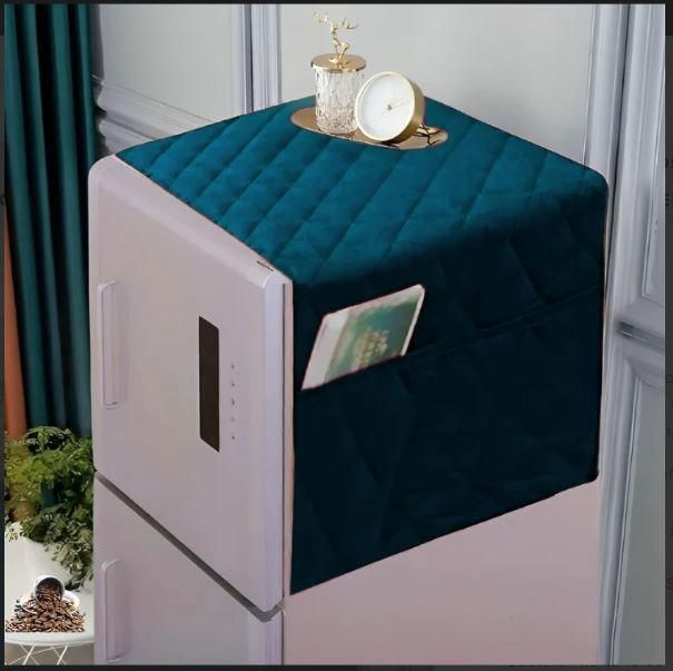 Quilted Plain Refrigerator Cover – Dustproof Fridge Top Protector (random color)