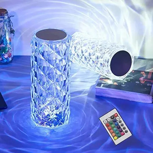 Rechargeable Rose Diamond Table Lamp with Wireless Remote - 16 RGB Colours